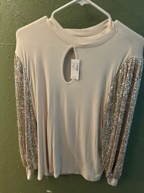 Maurices Cream Ribbed Tank with Scoop Neck